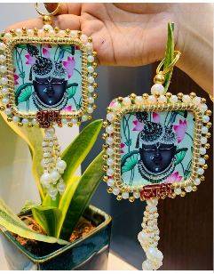  shri nath ji hanging for car home temple decor handmade beaded wall hanging lord shri nath ji decorative latkan  1