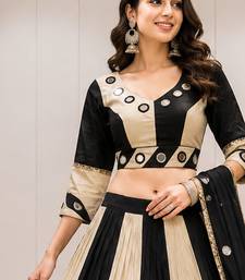 Multicolor Khadi Cotton Mirror Work Navratri Lehenga Choli Set
