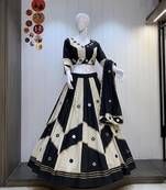 Multicolor Khadi Cotton Mirror Work Navratri Lehenga Choli Set