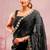 Black soft burberry silk blend saree with real mirror hand work & cutwork border