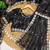 Black soft burberry silk blend saree with real mirror hand work & cutwork border