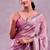 Dusty mauve soft burberry silk blend saree with real mirror hand work & cutwork border