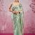 Mint green soft burberry silk blend saree with real mirror hand work & cutwork border