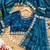 Peacock blue soft burberry silk blend saree with real mirror hand work & cutwork border