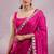 Rani pink soft burberry silk blend saree with real mirror hand work & cutwork border