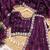 Royal purple soft burberry silk blend saree with real mirror hand work & cutwork border