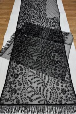 Black butterfly net saree with 5mm sequins work & jhalar pallu 4