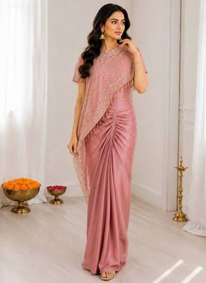 Premium crepe silk blend dhoti koti set with sequins embroidery 1