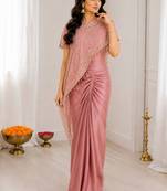 Premium crepe silk blend dhoti koti set with sequins embroidery