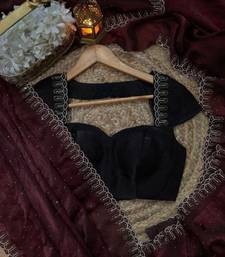 Maroon fendy chiffon saree with zarkan hand work & space silk blend blouse