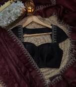 Maroon fendy chiffon saree with zarkan hand work & space silk blend blouse