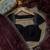 Maroon fendy chiffon saree with zarkan hand work & space silk blend blouse