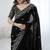 Black fendy chiffon padding saree with 3mm sequins embroidery