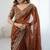 Rust brown fendy chiffon padding saree with 3mm sequins embroidery