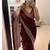 Maroon fendy chiffon saree with artisan hand work & swarovski blouse