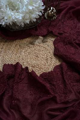 Maroon industrial kota check saree with weaving blouse piece 4