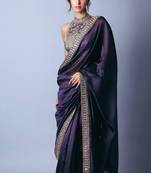 Bollywood style dark purple jimmy choo saree with sequins work