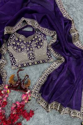 Bollywood style dark purple jimmy choo saree with sequins work 5