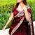 Maroon satin chiffon saree with handcrafted real beads work