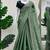 Olive green fendy chiffon saree with rich embroidery design