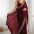 Maroon fendy chiffon saree with elegant diamond work & matching blouse