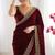 Maroon fendy chiffon saree with elegant diamond work & matching blouse