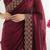 Maroon fendy chiffon saree with elegant diamond work & matching blouse
