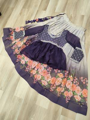 Violet Silk Free Size Stitched Lehenga Choli with Beads Embroidered & Printed Work 3