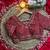 Red satin chiffon saree with handcrafted real beads work & satin blouse