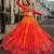 Orange Bandhani Free Size Stitched Navratri Lehenga Choli with Kutchi Gamthi Patche work