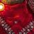 Red satin chiffon saree with handcrafted real beads work & satin blouse