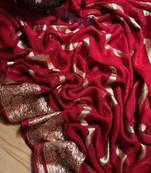 Red pure viscose jacquard blooming saree with weaving zari blouse