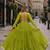 Green Laheriya Free Size Stitched Navratri Lehenga Choli with Gota Patti & Mirro Work