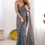 Blue gold check chiffon saree with handcrafted zarkan work