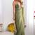 Green gold check chiffon saree with handcrafted zarkan work