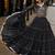 Black Laheriya Free Size Stitched Navratri Lehenga Choli with Gota Patti & Mirro Work
