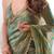 Green gold check chiffon saree with handcrafted zarkan work