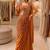 Orange ready-to-wear rangoli silk blend embroidered saree set