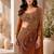 Orange ready-to-wear rangoli silk blend embroidered saree set