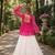 Rani&White Cotton Free Size Stitched Navratri Lehenga Choli with Kutchi Gamthi Patchework