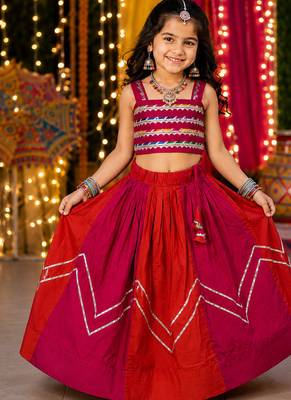 Multicolor Lace Work Kids Chaniya Choli for Navratri Garba and Dandiya 1