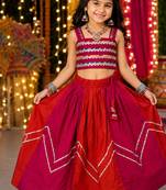 Multicolor Lace Work Kids Chaniya Choli for Navratri Garba and Dandiya
