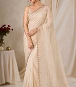 Elegant silk blend saree with sparkling diamond work & blouse piece
