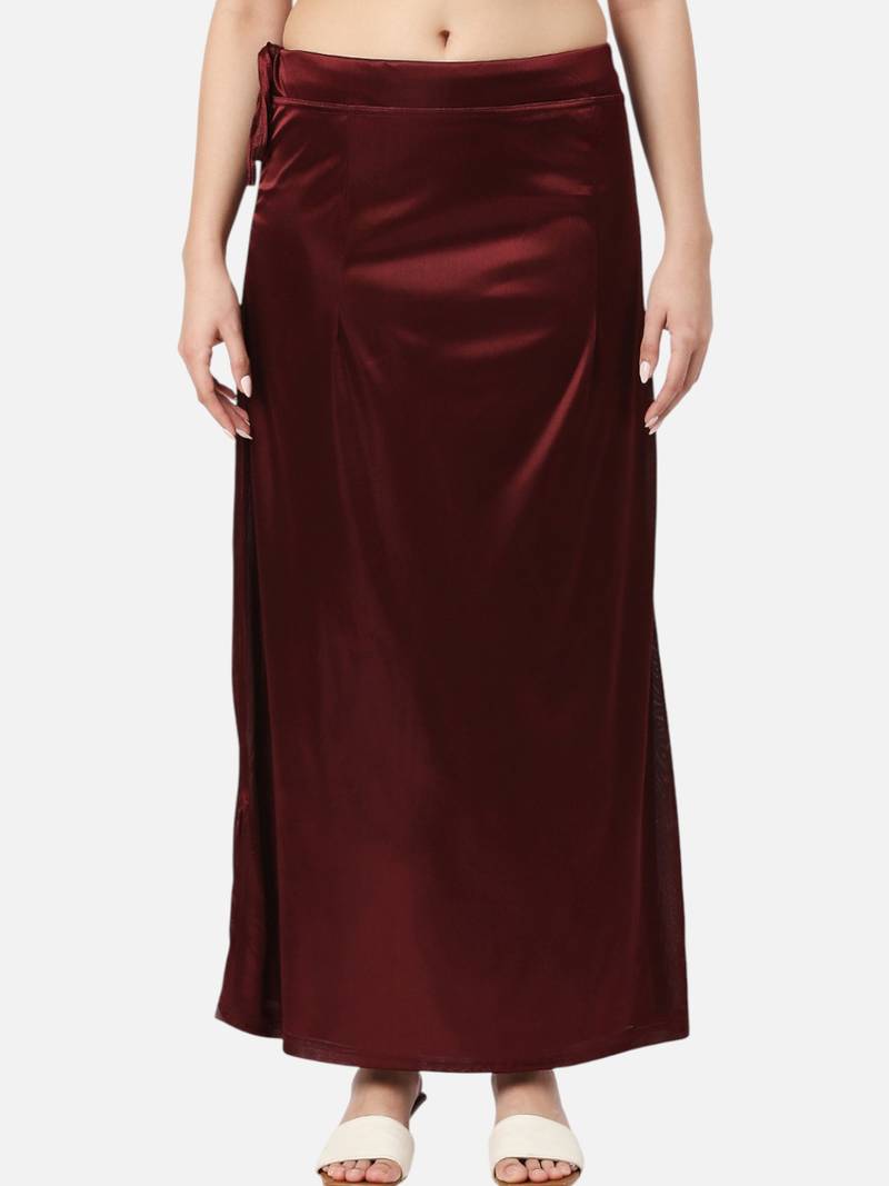 Neckbook satin burgundy color petticoat
