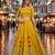 Yellow silk blend Free Size Stitched Navratri Lehenga Choli with Embroidery & Sequin Work