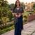 Deep blue indo-western dhoti drape saree with embroidered blouse