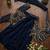 Deep blue indo-western dhoti drape saree with embroidered blouse