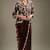 Chocolate brown chinon silk blend ready-to-wear jacket saree set
