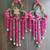  handmade shubh labh door hanging with ganesh lakshmi design pink pom pom tassels pearl strings and bells