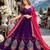 Violet silk blend Free Size Stitched Navratri Lehenga Choli with Embroidery Sequin & Mirror Work